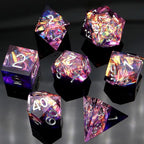 Haxtec DND Dice Set Sharp Edge Resin Dice with Dice Case Purple D&D Polyhedral Dice for TTRPGs Compatible with Dungeons and Dragons DND Gift