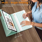 OYEEICE for iPad 9th Generation Case with Keyboard - Backlit Wireless Detachable Folio Cover with Pencil Holder for iPad 9th/8th/7th Gen, iPad Pro 10.5" & iPad Air 3rd Gen - Green