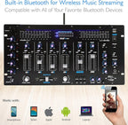 Pyle 6 Channel Mixer, Bluetooth DJ Controller, Stereo Mixer, Professional Sound System, LED Illumination, Mixer Digital Audio, Digital Mixing System, Speed Control, 5U Rack Mount System (PYD1964B)