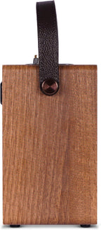 Fuse Andle Vintage Retro Bluetooth Speaker with Vegan Leather Handle | Portable Speaker with Smartphone Connection | USB & AUX Input | Stylish Brown Wood Exterior