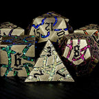 Metal DND Dice Set, 7PCS Polyhedral D&D Dice Set,Glitter Crack Dice Set for Dungeons and Dragons Role Playing Game(Antique Blue 7 Colors)