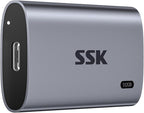 SSK 512GB SSD External Hard Drive, Portable SSD Up to 550MB/s Fast Solid State Drives External, USB 3.2 Gen2 for iPhone 15/16 Pro, Win, Mac, Android with LED Light, Trim, Smart Supported