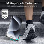 ESR 3+1 Pack for iPhone 15 Pro Screen Protector, 3 Black Edge Tempered-Glass Film and 1 Set Camera Lens Protector, 2.5D Curved Edges, Full-Coverage Military-Grade Protection, Scratch Resistant