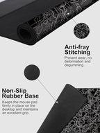 TopMade Mouse Pad with 15W Fast Wireless Charging, 31.5"x15.75" XXL Large Gaming Waterproof Desk Pad with Ultra-Smooth Surface, Non-Slip Base, Computer Desk Mat, Black Topographic Map #3