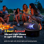 DOSS Extreme Boom Pro D200 240W Peak Outdoor Speaker, Punchy Bass, 26H Playtime, Beat-Synced Light, BT5.4, Stereo Pairing, IPX6 Waterproof for Camping, Beach, Tailgate Party-Orange