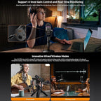 COMICA D10 Pro A Wireless/XLR/USB Dynamic Microphone with Receiver Boom Arm Stand- Dual Channel Cardioid Mic, 45H Battery, RGB Lights, CalMix Denoise for Gaming/Streaming/PD(PC, PS4/5, Mac,Phone)Black