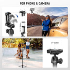 NEEWER Basics 59" Selfie Stick Tripod Compatible with iPhone DLSR Canon Sony Camera, Small Metal Portable Travel Desk Stand for Video Recording Filming, TS04