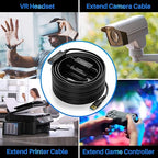 USB 3.0 Active Extension Cable 100 Feet, Long USB Type-A Male to Female Extender Cord, Built-in 3 Signal Booster Smart Chips, 5Gbps Transfer, Black USB Extension Cable with an AC Power Adapter (5V 2A)