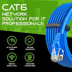 GearIT Cat 6 Ethernet Cable (16-Pack 7 Feet) Cat6 Network Patch, 10Gbps, RJ45, Snagless Cord, Gold-Plated Connectors, Internet for PC, TV, Tablet, Router, Printer, Servers, IT Data Center - Blue