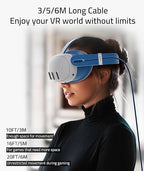 Syntech Link Cable 16 FT Compatible with Meta Quest 3S/Oculus Quest 3, Quest2/Pro/Pico4 Accessories and PC/SteamVR, High Speed PC Data Transfer, USB 3.0 to USB C Cable for VR Headset, Elemental Blue