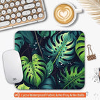 Square Mouse Pad Green Leaves, Personalized Premium-Textured Custom Mouse Mat Design, Washable Mousepad Cloth, Non-Slip Rubber Base Computer Mouse Pads for Wireless Mouse