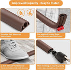 12ft Cord Cover Floor for Extension Cords, Self-Adhesive Floor Cable Cover to Protect Cables & Prevent Tripping, PVC Cord Hider Protector, Internal Wire Management Channel Diameter: 0.39", Brown
