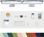 Extra Large Desk pad, Leather Desk Pad Protector,Office Desk Mat,Mouse Pad, Non-Slip Desk Blotter, Laptop Desk Pad, Waterproof Desk Writing Pad for Office&Home (Ivory White, 55" x 17")