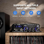 Facmogu S-299 4.1CH Bluetooth Power Amplifier with Active Subwoofer Output (NOT Passive Subwoofer), Max 800W RMS 40Wx4 Subwoofer Amplifier Hi-Fi Integrated Mini Speaker Amp Audio Sub Bass Amp