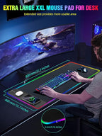TopMade Wireless Charging RGB Mouse Pad, Waterproof Gaming Desk Pad with 4 Light Modes & 11 RGB Colors, Ultra-Smooth Surface, Non-Slip Base, 31.5"x15.75" XXL Large Desk Mat for MacBook, PC, Laptop