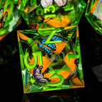Butterfly DND Dice Green Liquid Core Dice Set with Metal Box, Handmade Sharp Edge D and D Polyhedral Dice for use with D&D Role Playing Game, D20 D12 D10 D8 D6