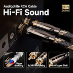 TODN HiFi RCA Audio Cable Audiophile RCA Cables for Car Audio with O-C-C Copper Core, Dual Shielded (10 ft/3m, 1 Pair)