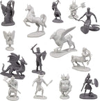 Monster Fantasy Creature Mini Action Figure Playset - 98pcs Toy Miniatures w 14 Unique Designs - Dragons, Wizards, Orcs, & More- XL 1/32 Scale Compatible with Dungeons and Dragons and Other RPG Games