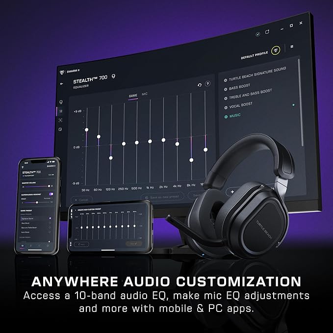 Turtle Beach Stealth 700 Gen 3 Wireless Multiplatform Amplified Gaming Headset for PS5, PS4, PC, Mobile – 60mm Drivers, AI Noise-Cancelling Mic, Bluetooth, 80-Hr Battery, Dual Transmitters – Black