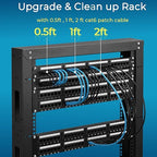 Rapink Patch Cables Cat6 1ft (24 Pack), Ethernet Patch Cable 10G, Cat 6 Patch Cable for Patch Panel to Switch, Flexiable Cat 6 Ethernet Cable with Gold Plated Black