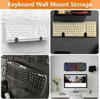 4 PCS Keyboard Wall Mount Storage,Keyboard Wall Holder,Keyboard Wall Rack, Metal Keyboard Wall Hanger with Adhesive & Screw in,for Gaming Mechanical Keyboards, for Devices Thickness < 3cm