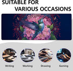 Floral and Hummingbird Large Mouse Pad, Gaming Mouse Pad, Keyboard Mat, Non-Slip Rubber Base, Office Accessories, Desk Mat, MousePads for School, Work, Home Decor Gifts 31.5" x 11.8"