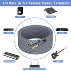 1/4" Male to Female Stereo Headphone Extension Cable - 30ft Quarter Inch Guitar Cable