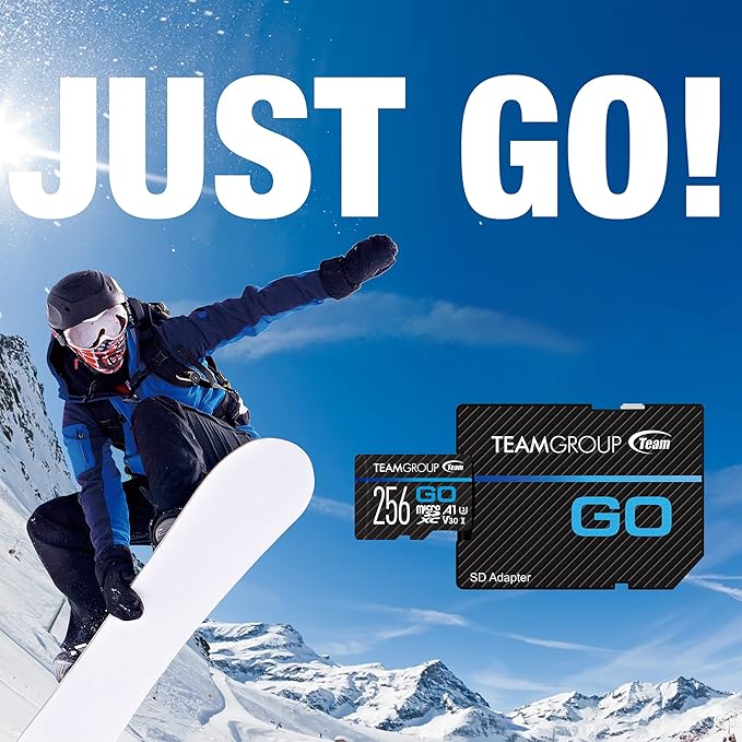 TEAMGROUP GO Card 256GB x 5 PACK Micro SDXC UHS-I U3 V30 4K for GoPro & Drone & Action Cameras High Speed Flash Memory Card with Adapter for Outdoor Sports, 4K Shooting, Nintendo-Switch TGUSDX256GU363