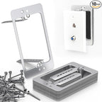 LV1 Low Voltage Mounting Bracket 1 Gang (10 Pack) – Single Gang Drywall Brackets for Fixing Loose Outlets or Adding New Outlet Wall Plates, Telephone Wires, Network Cables, HDMI, Silver