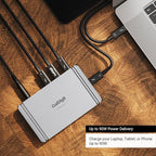 CalDigit E5 - Thunderbolt 5 Element 5 Hub - 9-Port, 4xThunderbolt 5/USB4 v2 Ports, 3xUSB-A & 2xUSB-C 10Gb/s Ports, Single 8K, Dual 6K/8K, or Dual 4K@240Hz Displays, 90W Charging, 0.8m Cable 180W PSU