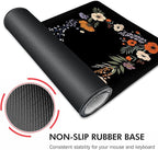 Galdas Gaming Mouse Pad XXL XL Large Long Extended Big Mousepad Non-Slip Rubber Keyboard Desk Pad with Stitched Edges for Laptop Home Office (31.5x11.8x0.08 Inch)-Floral Flower