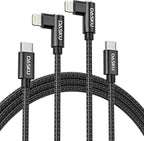Apple USB C to Lightning Cable 2Pack - 6FT Right Angle 90 Degree iPhone Charging Cable - Long Nylon Braided - Compatible with iPhone 14/13/Pro/12/Max/11/XS/XR/8/Plus