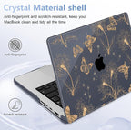 for MacBook Pro 16 inch Case 2021 2022 2023 2024 Release A3186 A3403 M4 A2991 M3 A2780 M2 A2485 M1 Pro/Max, Hard Shell Case with Screen Protector & Keyboard Cover, Butterflies