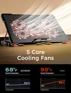 AICHESON Laptop Cooling Pad for 17.3" Notebook, Red 5 Fans