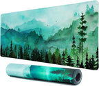 Lokigo Green Forest Mouse Pad, Waterproof Extended Large Gaming Mousepad with Non-Slip Rubber Base Stitched Edges Desk Pad Keyboard Writing Desk Mat Office Home Study 31.5"x15.7", Mountain