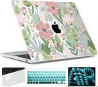 TWOLSKOO Compatible with M4 MacBook Air 15 inch Case 2025-2023 Released Model M4 A3241 M3 A3114 M2 A2941, Plastic Hard Shell & Screen Protector & Keyboard Cover & Trackpad Film, Leaves Flowers X732