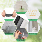Windows Screen Replacement and Screen Door Repair Kit, 6Pcs Window Screen Fiberglass Mesh Kit - Window Screen & Screen Door Mesh & Screen Porch Repair Kit (Gray, 59" x 106")