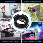 USB 3.0 Active Extension Cable 40 Feet, Long USB Type-A Male to Female Extender Cord, Built-in 2 Signal Booster Smart Chips, 5Gbps Transfer, for Printer, Xbox, Webcam, VR, Hard Drive, USB Hub and More