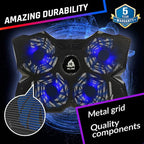 KLIM Wind Laptop Cooling Pad - More Than 500 000 Units Sold - New Version - The Most Powerful Rapid Action Cooling Fan - Laptop Stand with 4 Cooling Fans at 1200 RPM - USB Fan - PS5 PS4 - Blue