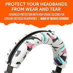 WC BandZ Virtuoso V2 - Silicone Headband Cover for Corsair Virtuoso Headphones by Wicked Cushions | Machine Washable, No More Flaking Leather | for Virtuoso Wireless, XT, and SE | 90's White