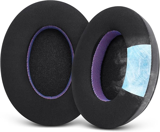 Ice Silk Fabric Replacement Earpads Cushions for HyperX Cloud/Alpha, Audio Technica M50X/M40X, Sony MDR 7506, Turtle Beach Stealth 400/600, & More - Ear Pads with Memory Foam & Added Thickness