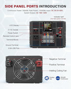 Power Inverter 5000 Watt Pure Sine Wave 48V DC to 110V/120V AC 10000W Peak Converter for Family RV Solar System with 2 AC Outlets LCD Display Remote Control 0.5A USB Charging Port and Wiring Terminal
