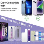 2 Pack Matte Screen Protector for iPhone 13 Pro Max/iPhone 14 Plus, 9H Tempered Glass, Full Coverage, Anti-Fingerprint, Auto Dust-Elimination, No Bubble, Easy Installation