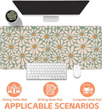 Mouse Pad Large Boho with Daisy Flowers Non-Slip Gaming Desk Mat with Stitched Edge Laptop Keyboard Desk Pad for Work Home Gaming (35.4 x 15.7 Inches)