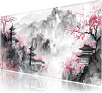 Japanese Cherry Blossom Large Mouse Pad,Gaming Keyboard Desk Pad,Extended Mouse Mat Non-Slip Rubber Base with Stitched Edges for Office Game Home XXL 35.4"x15.7"