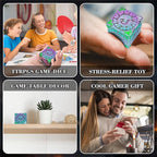 Spinner Dice 7-in-1 Metal DND Set – Premium Copper RPG Dice with 3D Monster Reliefs, Gyro Spinner & Collector’s Box for D&D,Chameleon Purple