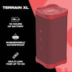 Skullcandy Terrain XL Wireless Bluetooth Speaker - IPX7 Waterproof Portable Speaker, 18 Hour Battery, Nylon Wrist Wrap, True Wireless Stereo (Red)