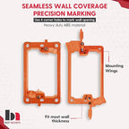 2 Pack Wall Plate Cable Pass Through with Bracket - In Wall Cable Management Kit - Recessed Cable Wall Plate Pair with Single Gang Low Voltage Mounting Bracket - Decorator Cover for Low Voltage Cables