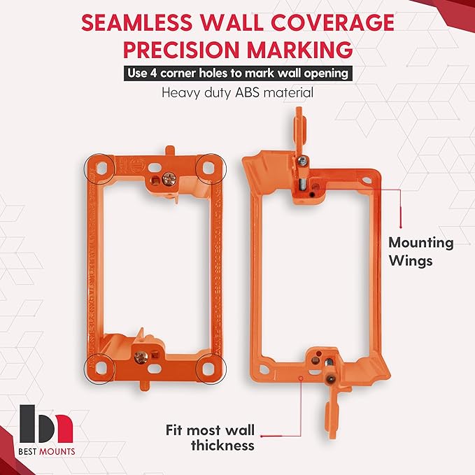 2 Pack Wall Plate Cable Pass Through with Bracket - In Wall Cable Management Kit - Recessed Cable Wall Plate Pair with Single Gang Low Voltage Mounting Bracket - Decorator Cover for Low Voltage Cables
