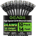GearIT Cat 6 Ethernet Cable Pack - 10-Pack 14 ft Cat6 Ethernet Patch Cables | RJ45 Network Patch Cable, 10 Gbps Snagless Gold-Plated Connectors - Ethernet Cable Cat 6 for PC, TV, Router - Black